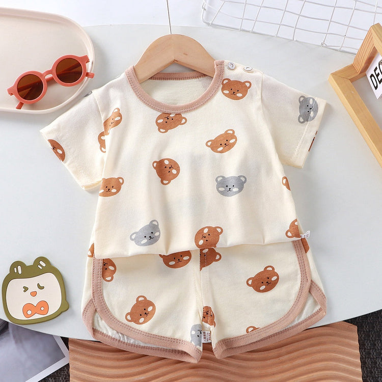 Conjunto de dos piezas de camiseta de manga corta para bebé, ideal para el verano.