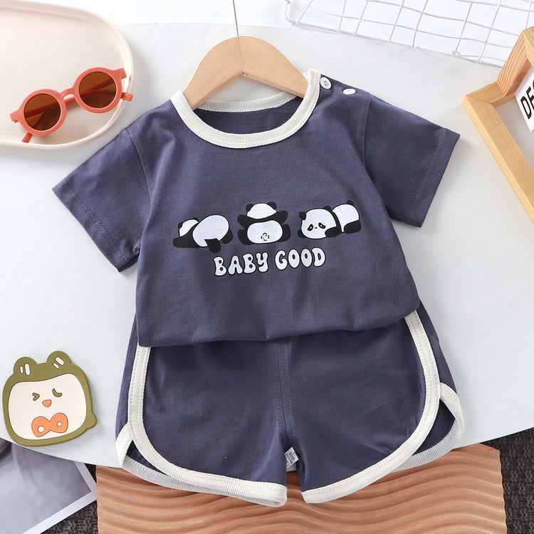 Conjunto de dos piezas de camiseta de manga corta para bebé, ideal para el verano.