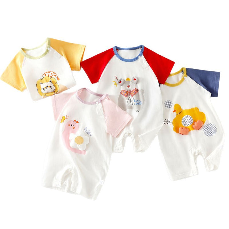 Body de manga corta para bebé de algodón puro, sin costuras, ligero, transpirable, tipo camiseta.