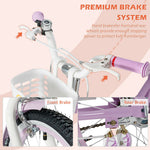 Bicicleta infantil ajustable de 18 pulgadas con ruedines de apoyo - Morada