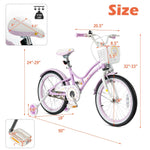 Bicicleta infantil ajustable de 18 pulgadas con ruedines de apoyo - Morada