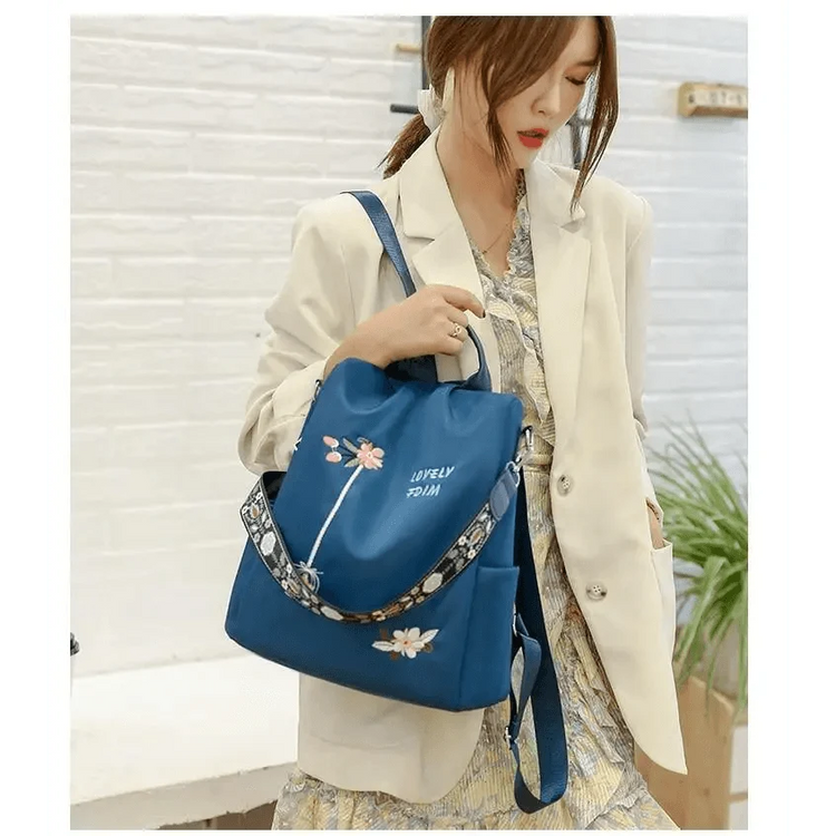 Mochila de tela para mujer, mochila bordada, bolso de nailon antirrobo impermeable para mujer, mochilas antirrobo de moda para mujer, bonita mochila escolar estampada, mochila de gran capacidad de alta calidad (