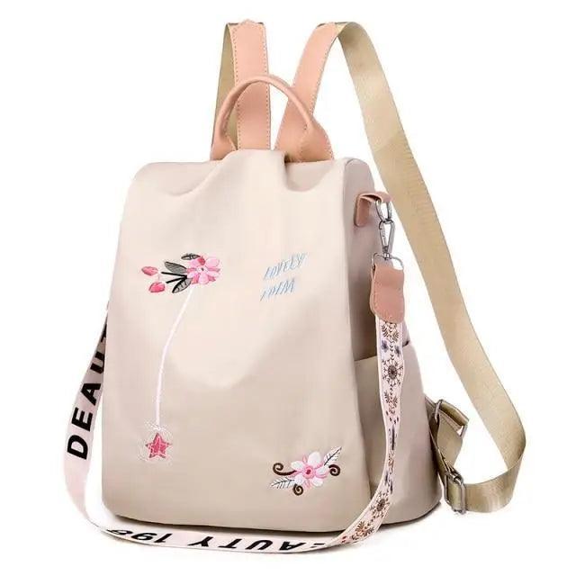 Mochila de tela para mujer, mochila bordada, bolso de nailon antirrobo impermeable para mujer, mochilas antirrobo de moda para mujer, bonita mochila escolar estampada, mochila de gran capacidad de alta calidad (
