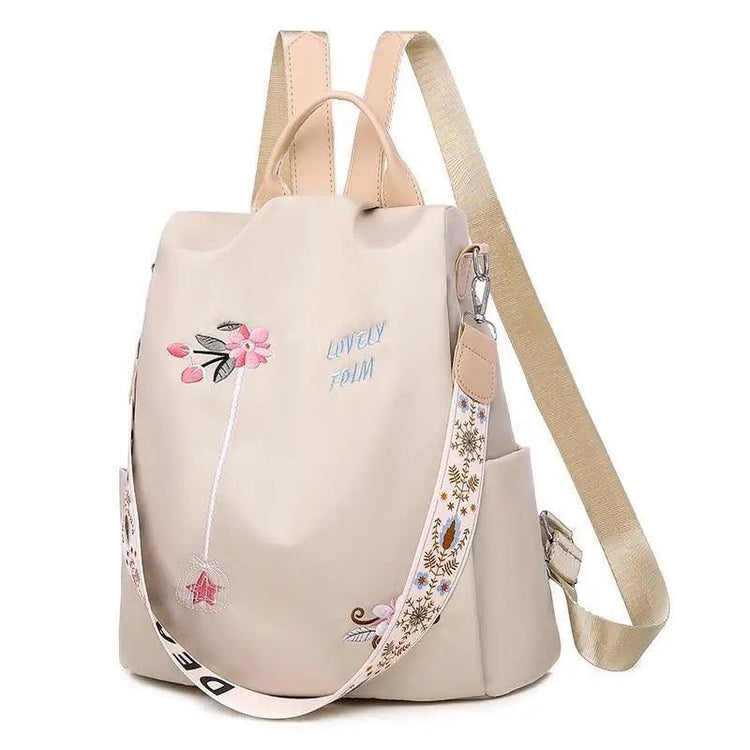Mochila de tela para mujer, mochila bordada, bolso de nailon antirrobo impermeable para mujer, mochilas antirrobo de moda para mujer, bonita mochila escolar estampada, mochila de gran capacidad de alta calidad (