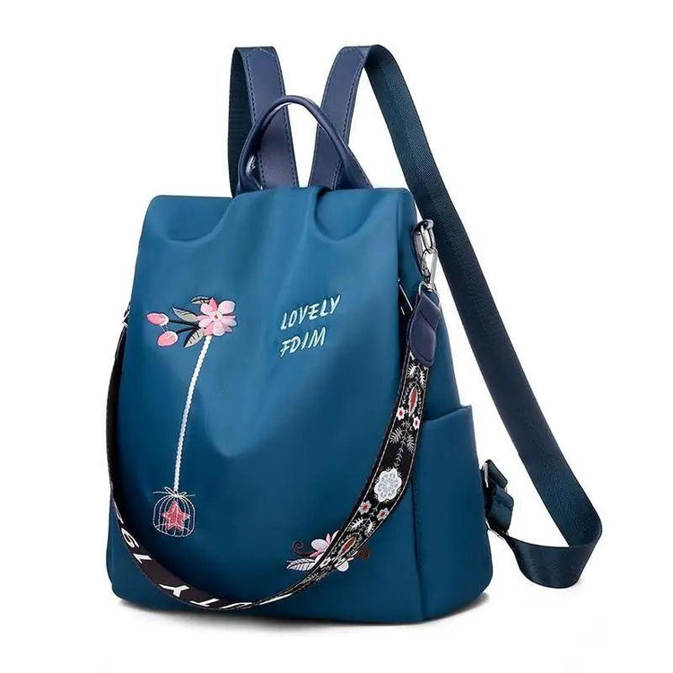Mochila de tela para mujer, mochila bordada, bolso de nailon antirrobo impermeable para mujer, mochilas antirrobo de moda para mujer, bonita mochila escolar estampada, mochila de gran capacidad de alta calidad (