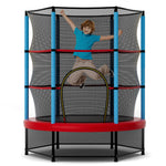 Cama elástica infantil recreativa con red de seguridad - Azul marino