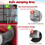 Cama elástica infantil recreativa con red de seguridad - Azul marino