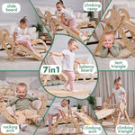 Set de escalada Montessori 4 en 1: Triángulo Pikler, arco, tobogán y cojín para niños pequeños (1 a 3 años)
