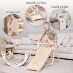 Set de escalada Montessori 4 en 1: Triángulo Pikler, arco, tobogán y cojín para niños pequeños (1 a 3 años)