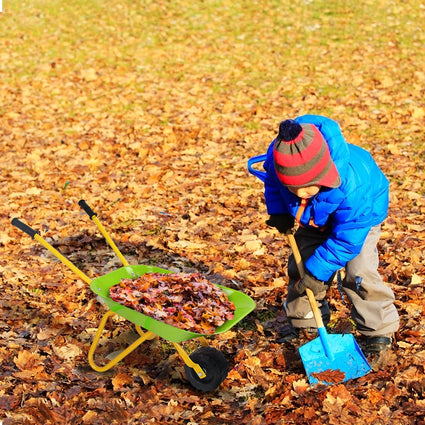 Carretilla de metal para niños, juguete para jardín y patio trasero - Verde claro