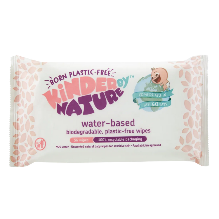 Toallitas húmedas para bebés Kinder by Nature 100 % biodegradables a base de agua - 672 unidades (12 paquetes de 56 toallitas)