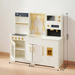 Tiny Land® Iconic Cocina de Juguete de Madera – Set de Cocina de Simulación color Crema para Niños
