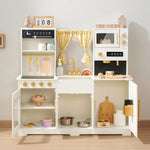 Tiny Land® Iconic Cocina de Juguete de Madera – Set de Cocina de Simulación color Crema para Niños