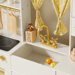 Tiny Land® Iconic Cocina de Juguete de Madera – Set de Cocina de Simulación color Crema para Niños
