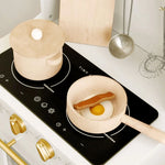 Tiny Land® Iconic Cocina de Juguete de Madera – Set de Cocina de Simulación color Crema para Niños