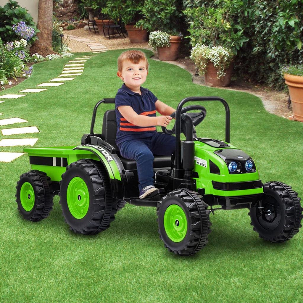 Tractor a batería de 12 V con remolque y coche eléctrico a control remoto