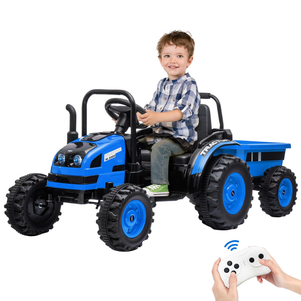 Tractor a batería de 12 V con remolque y coche eléctrico a control remoto
