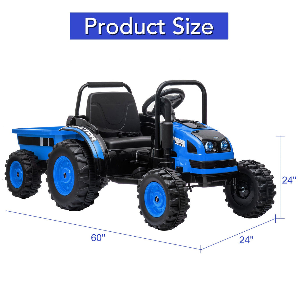 Tractor a batería de 12 V con remolque y coche eléctrico a control remoto