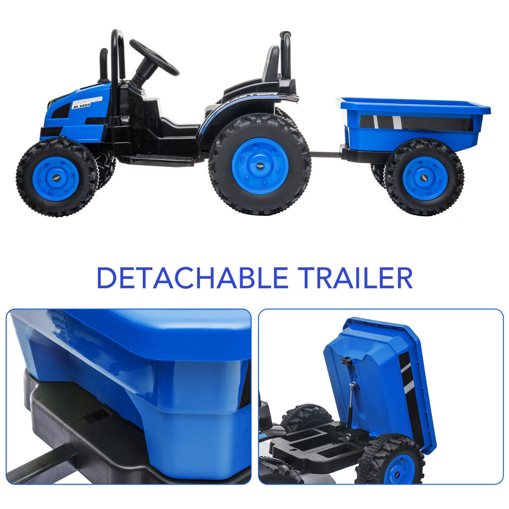 Tractor a batería de 12 V con remolque y coche eléctrico a control remoto