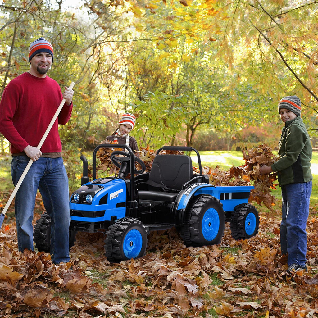 Tractor a batería de 12 V con remolque y coche eléctrico a control remoto