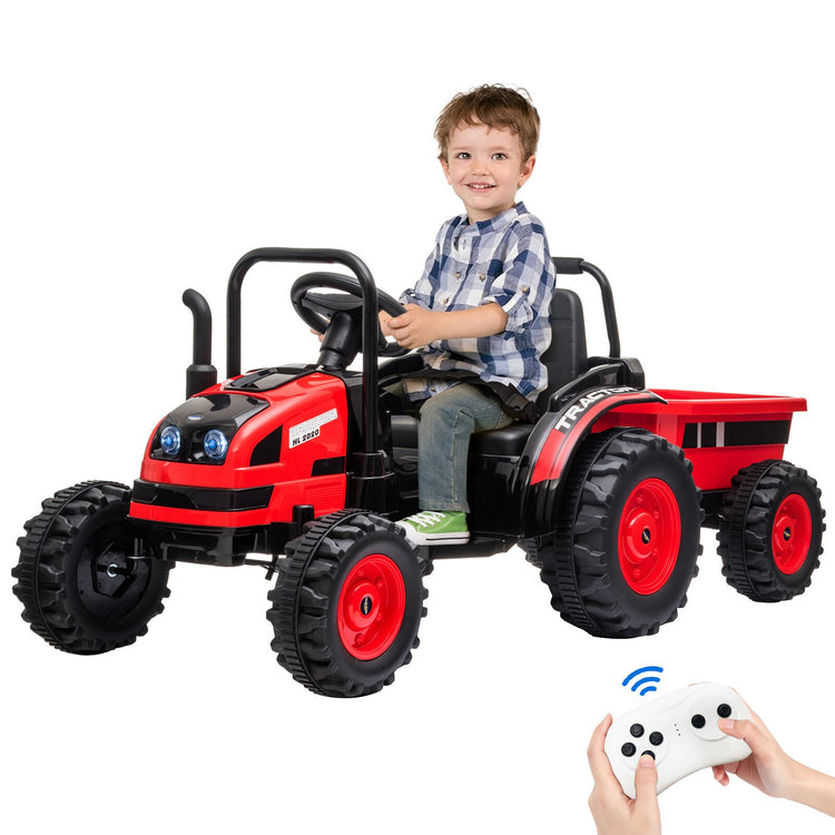 Tractor a batería de 12 V con remolque y coche eléctrico a control remoto
