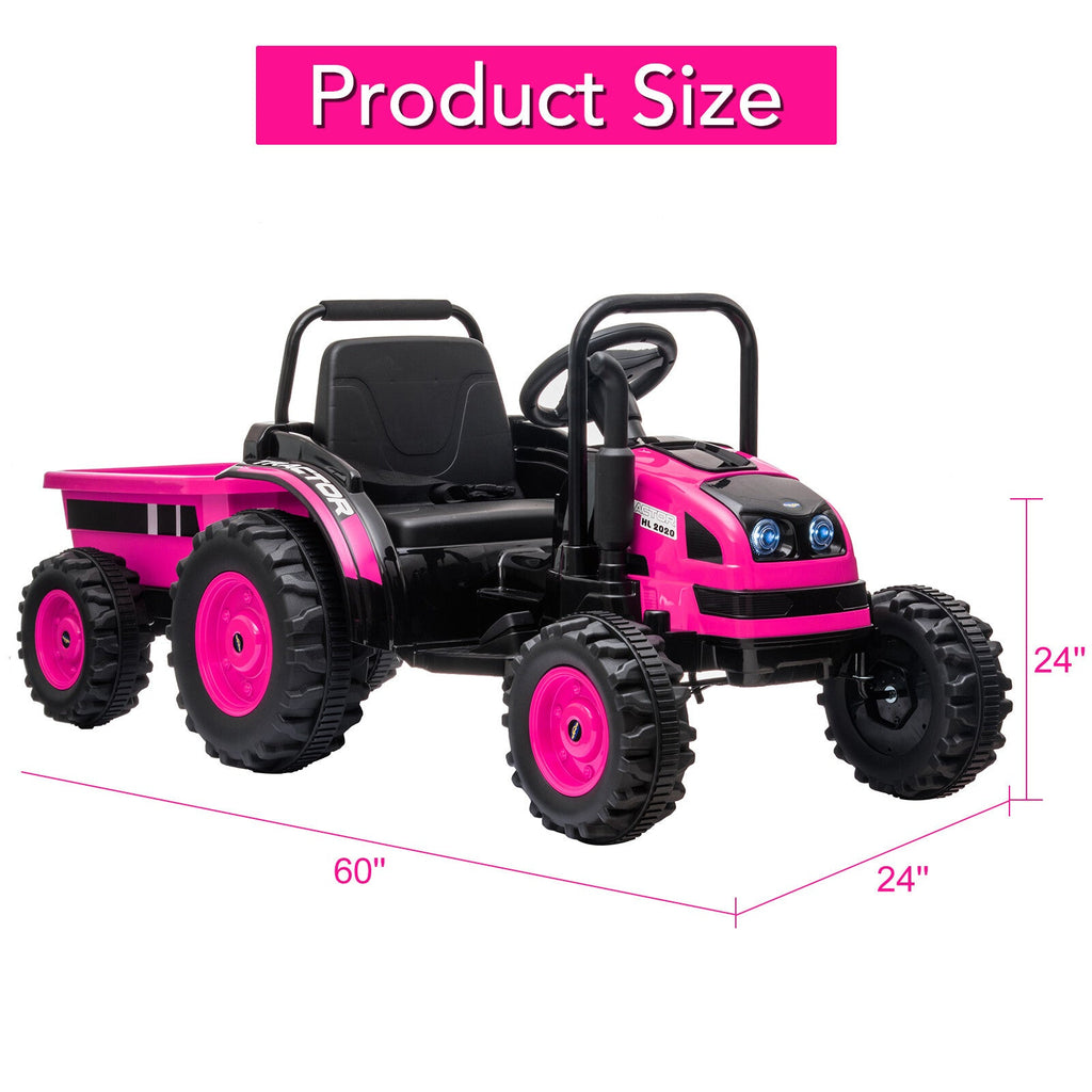 Tractor a batería de 12 V con remolque y coche eléctrico a control remoto