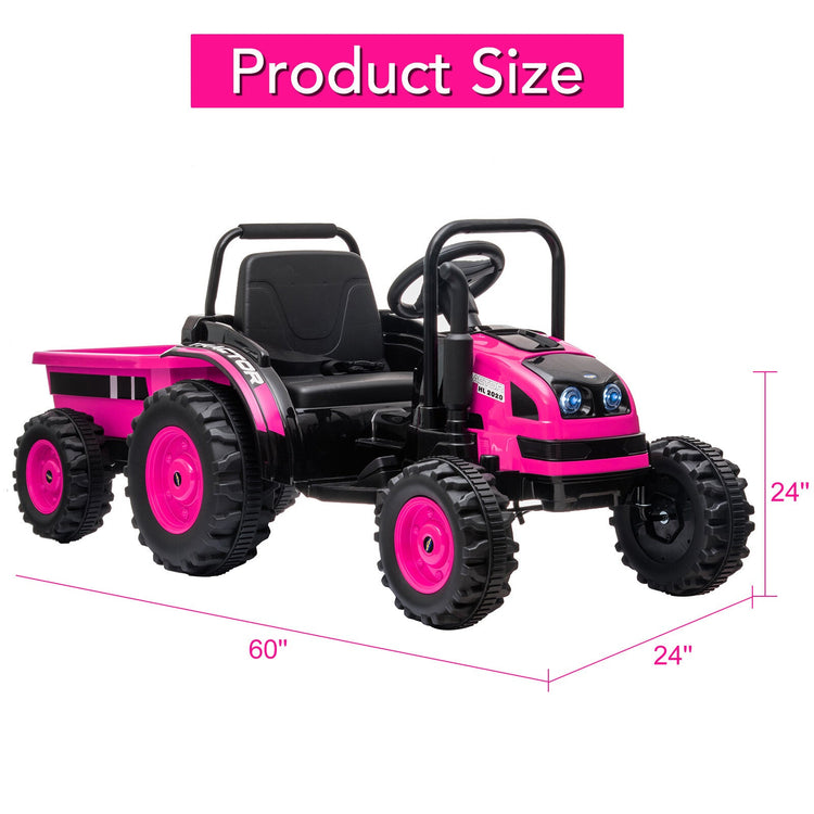 Tractor a batería de 12 V con remolque y coche eléctrico a control remoto