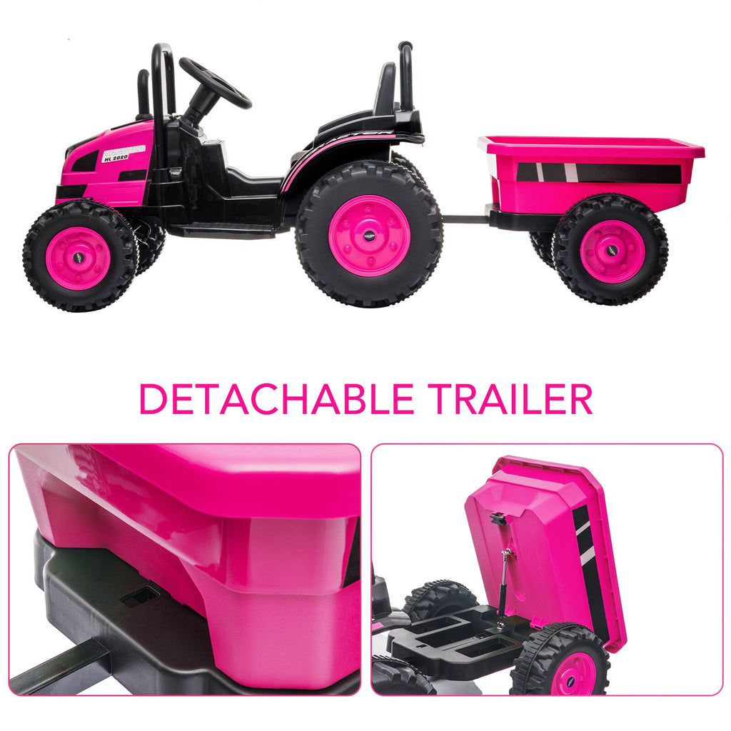 Tractor a batería de 12 V con remolque y coche eléctrico a control remoto