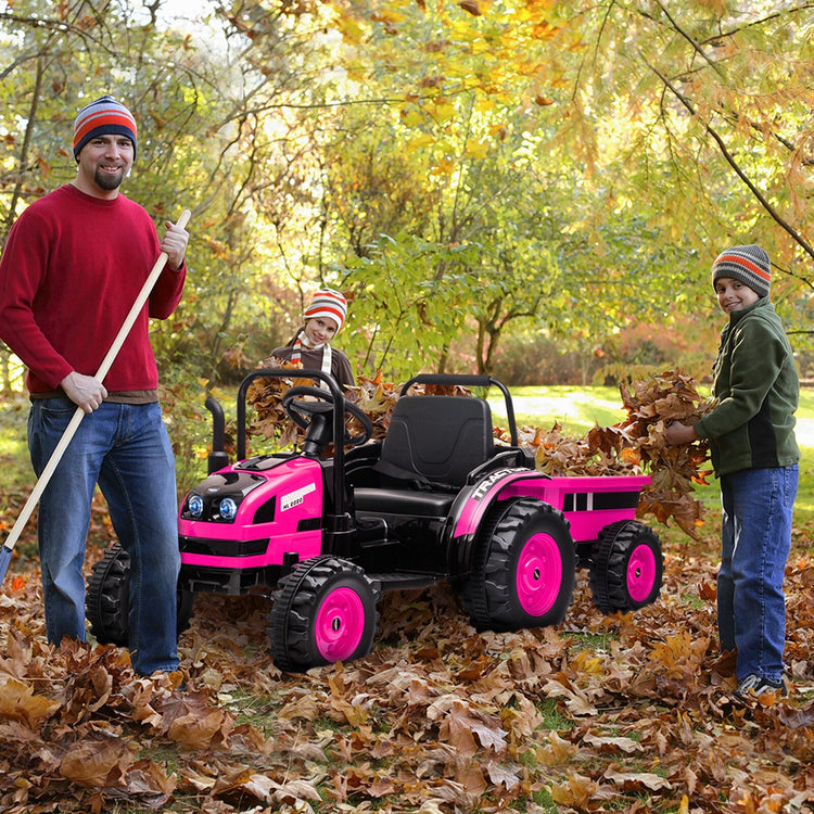 Tractor a batería de 12 V con remolque y coche eléctrico a control remoto