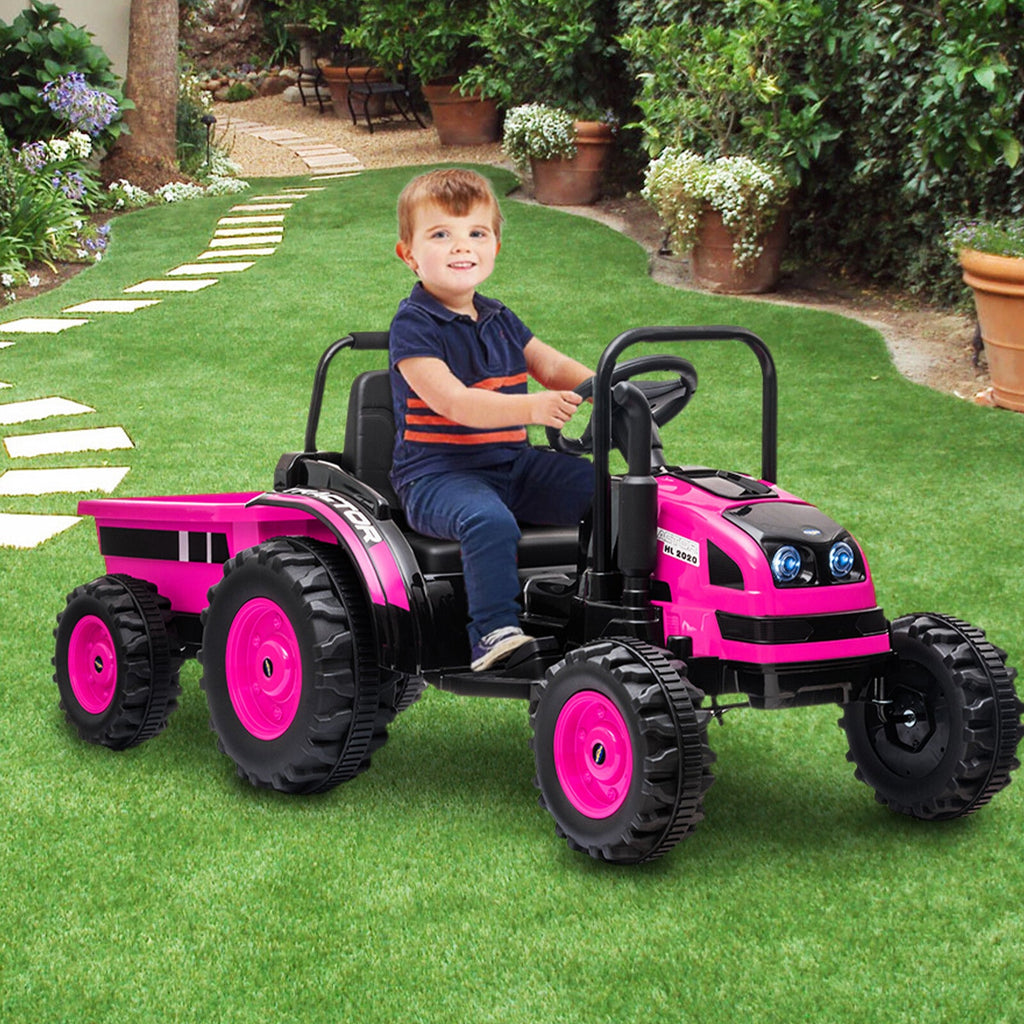 Tractor a batería de 12 V con remolque y coche eléctrico a control remoto
