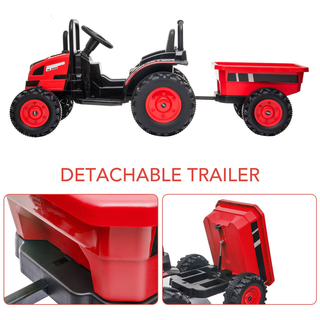Tractor a batería de 12 V con remolque y coche eléctrico a control remoto