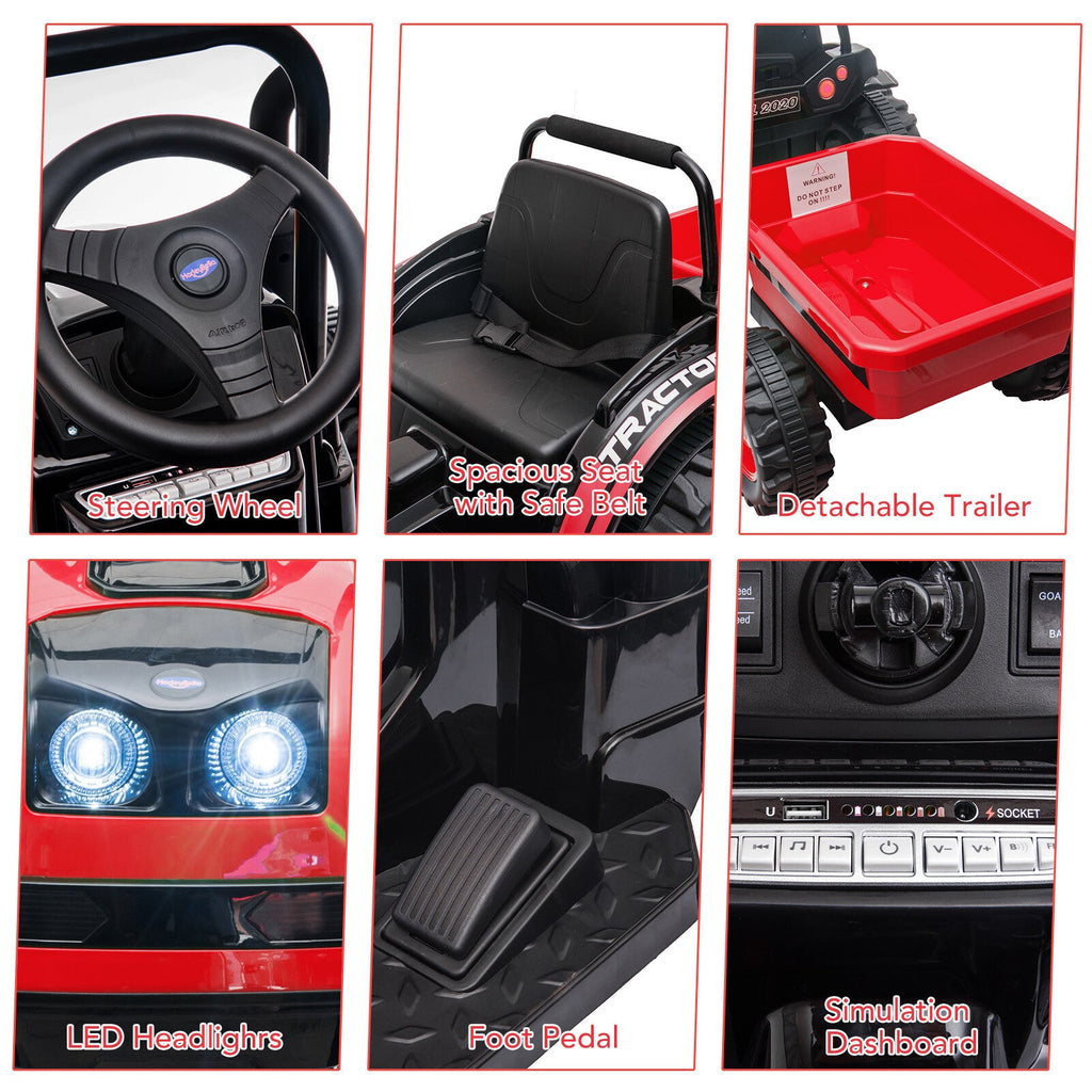 Tractor a batería de 12 V con remolque y coche eléctrico a control remoto