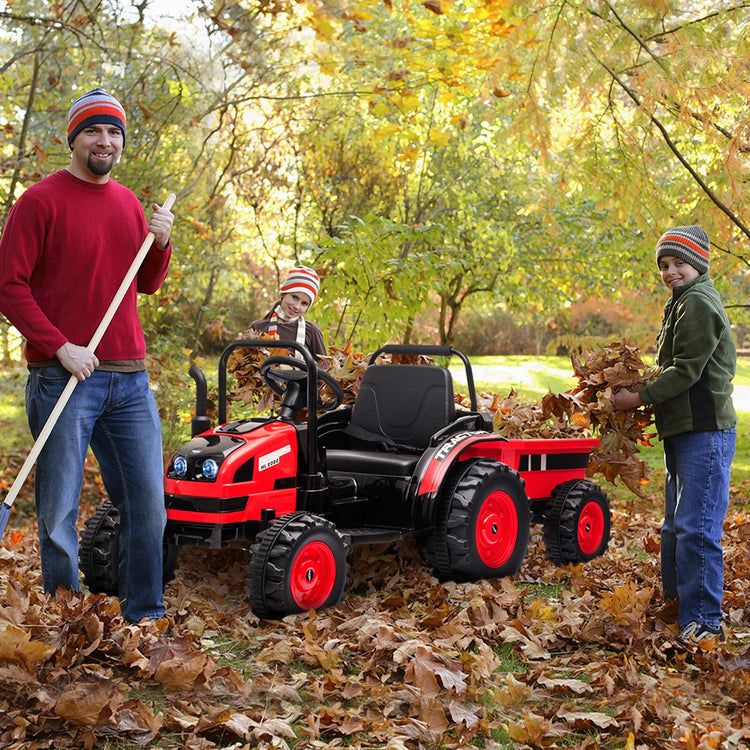 Tractor a batería de 12 V con remolque y coche eléctrico a control remoto