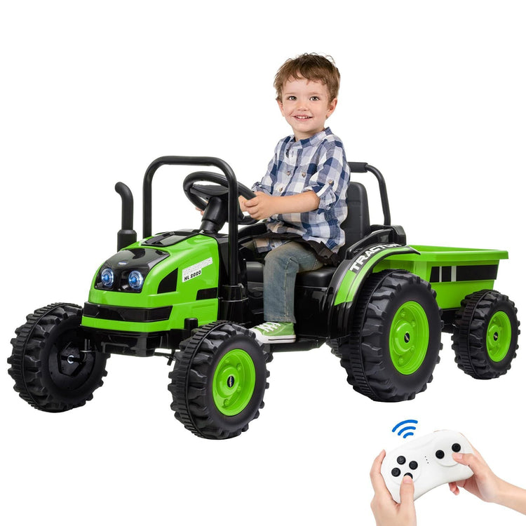 Tractor a batería de 12 V con remolque y coche eléctrico a control remoto
