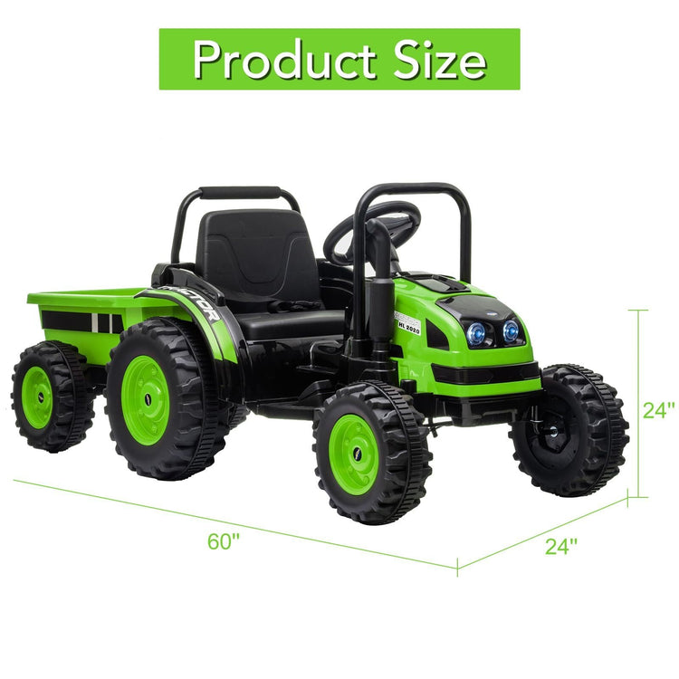 Tractor a batería de 12 V con remolque y coche eléctrico a control remoto