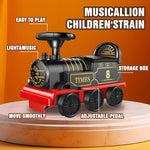 Tren eléctrico para montar con vías, dos plazas, vagón de carga, música y luces.