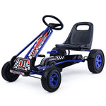 Bicicleta de pedales de 4 ruedas para niños, coche de carreras tipo kart, juguete para jugar al aire libre - Azul