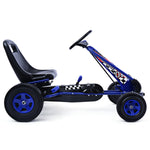 Bicicleta de pedales de 4 ruedas para niños, coche de carreras tipo kart, juguete para jugar al aire libre - Azul