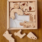 Caja de rompecabezas de madera con animales de safari para niños pequeños
