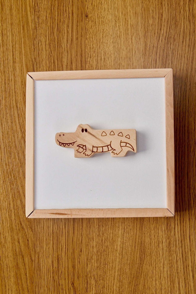 Caja de rompecabezas de madera con animales de safari para niños pequeños