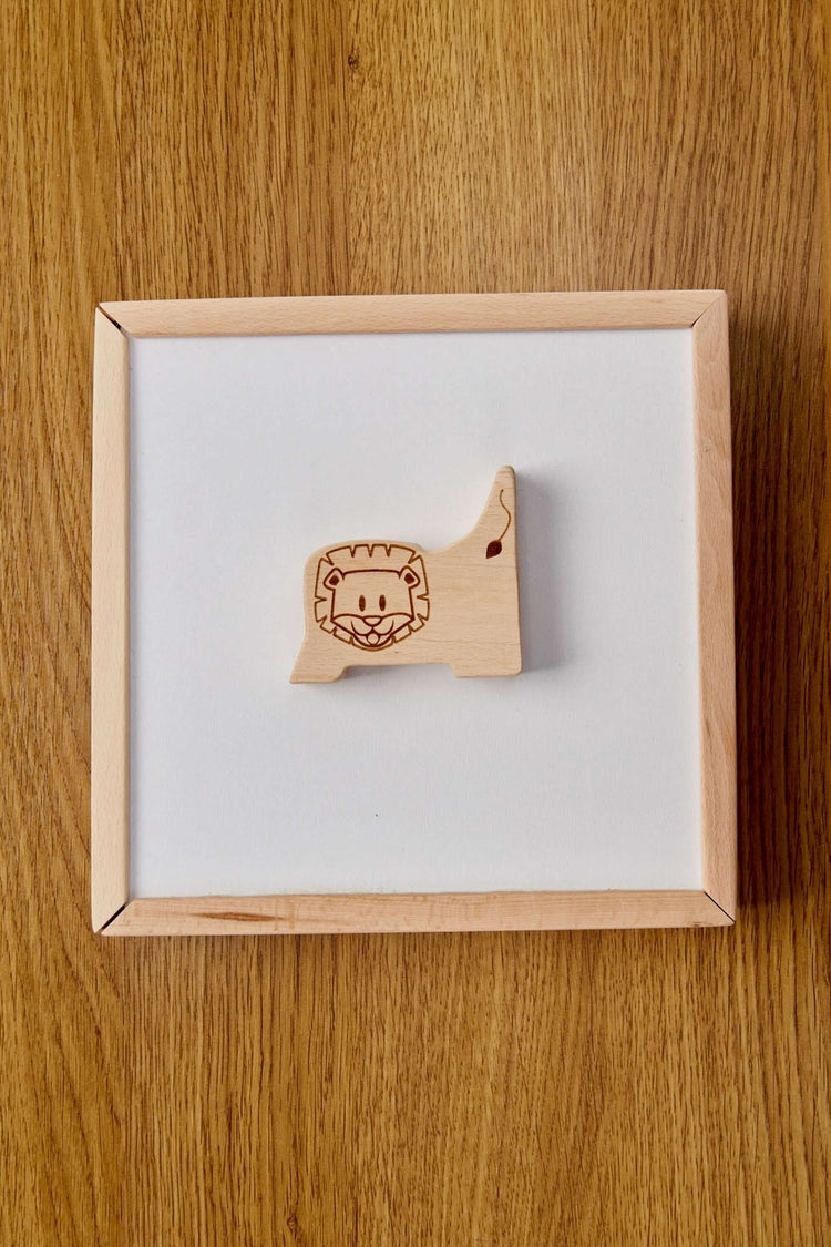 Caja de rompecabezas de madera con animales de safari para niños pequeños