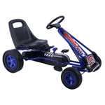 Bicicleta de pedales de 4 ruedas para niños, coche de carreras tipo kart, juguete para jugar al aire libre - Azul