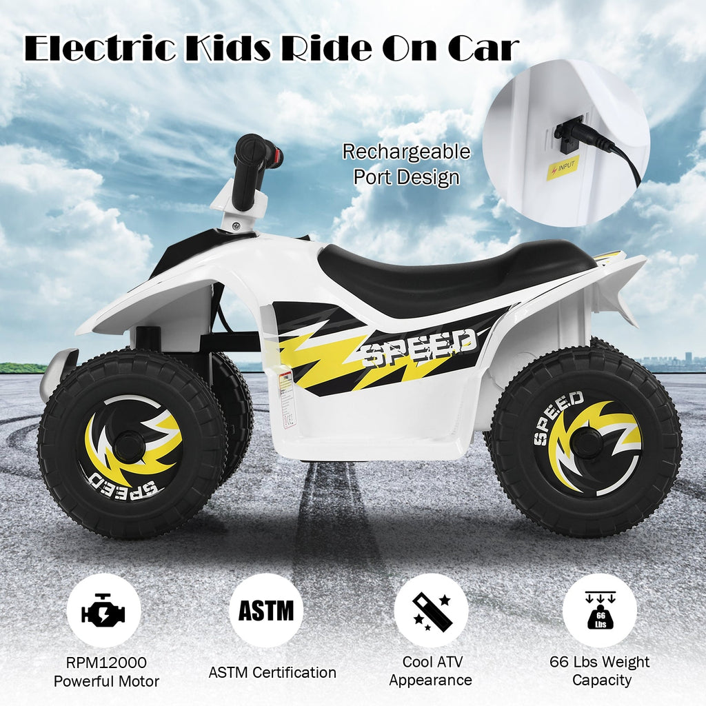 Vehículo eléctrico infantil de 6 V con 4 ruedas, juguete montable - Blanco