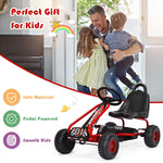 Vehículo eléctrico de cuatro ruedas a pedales con asiento ajustable - Rojo