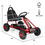 Vehículo eléctrico de cuatro ruedas a pedales con asiento ajustable - Rojo