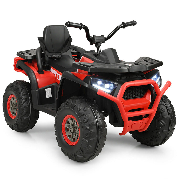 Quad eléctrico infantil de 12 V con MP3 y luces LED (rojo)