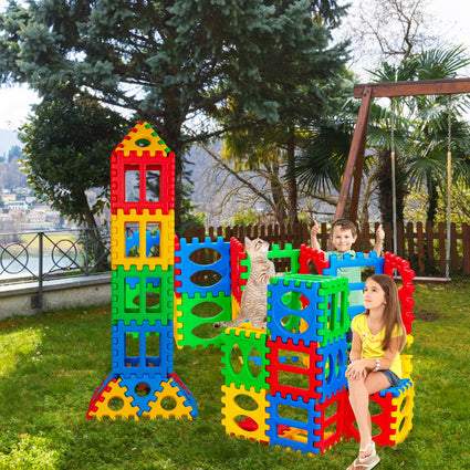 Juego de 32 piezas de bloques de gofre grandes, juguete educativo de construcción apilable para niños.
