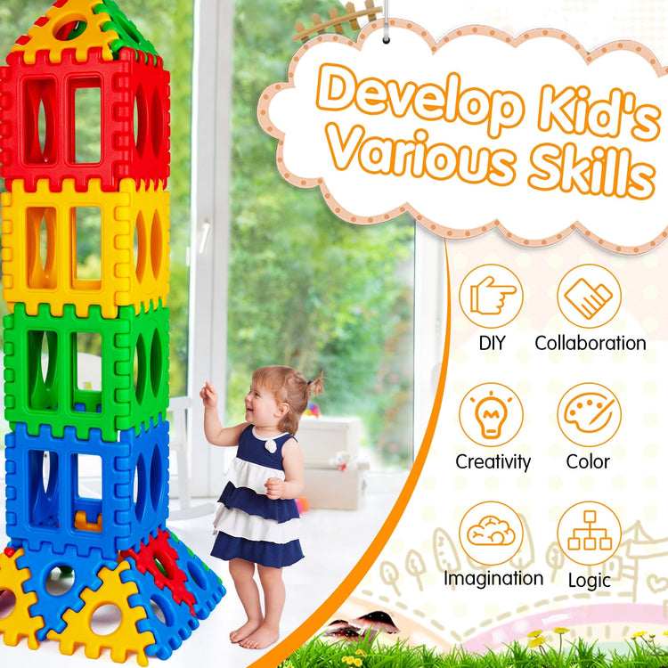Juego de 32 piezas de bloques de gofre grandes, juguete educativo de construcción apilable para niños.
