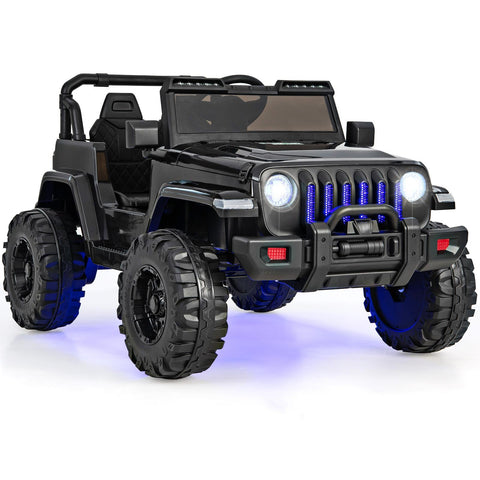 Jeep eléctrico infantil de 12 V con control remoto de 2,4 G - Negro sólido
