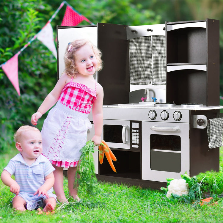 Juego de cocina de madera moderna para niños, juego de imitación de cocina.